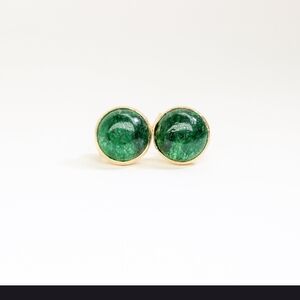 Chic Green Adventurine Gemstone Earrings in 14k Gold Filled Setting